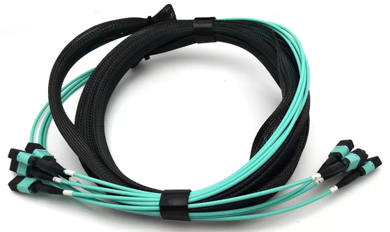 100G 72 Fiber OM3 MTP Patch Cord Aqua Cable Female / Male Type