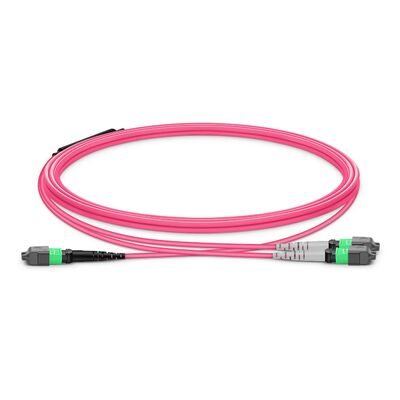 Kwaliteit MTP Breakout Kabel OM4 50/125μm met 0,35dB Low IL en 8° APC eindvlak voor High-Speed Datacenter Links Fabriek